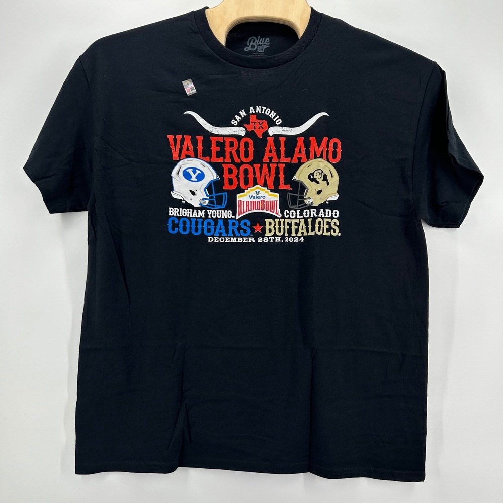 Blue 84 Valero Alamo Bowl T-Shirt Mens Large Black BYU vs Colorado 2024 NCAA Tee